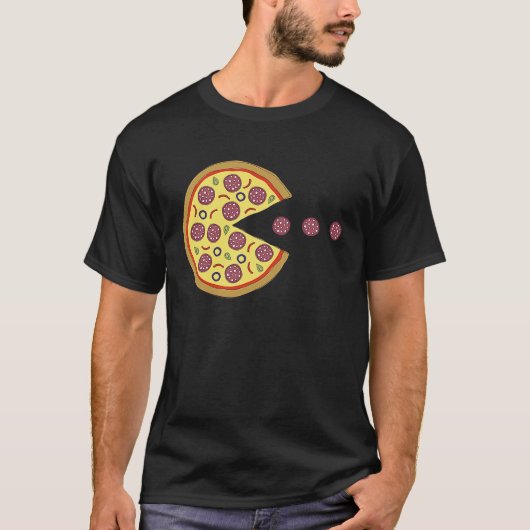 Retro Arcade Game Pizza Salami Classic Videogam T-Shirt (Vorderseite)