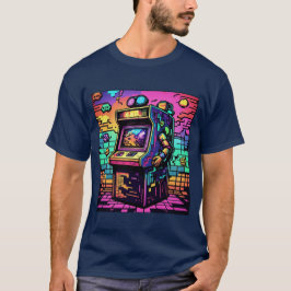 Retro Arcade Gamer T - Shirt 80er Neon Ästhetische