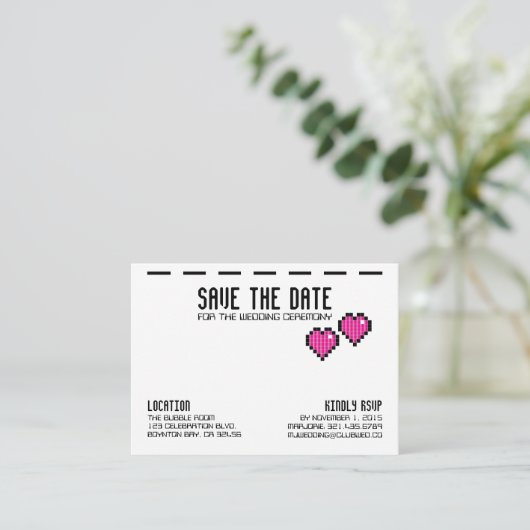 Retro-Arcade GAMER WEDD speichern Sie das Datum PI Begleitkarte (Stehend Vorderseite)