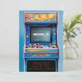 Retro Arcade Gaming Geburtstagsparty Einladung (Stehend Vorderseite)