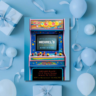 Retro Arcade Gaming Geburtstagsparty Einladung