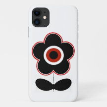 Retro-Arcade-Handyhülle Schwarz Rot Flower Power