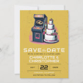 Retro-Arcade-Hochzeit Save The Date (Vorderseite)