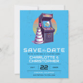 Retro-Arcade-Hochzeit Save The Date (Vorderseite)