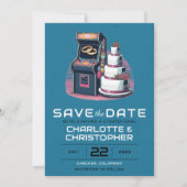 Retro-Arcade-Hochzeit Save The Date (Vorderseite)
