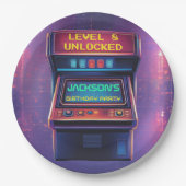Retro-Arcade-Level-Up-Geburtstagspapierplatten Pappteller (Vorderseite)