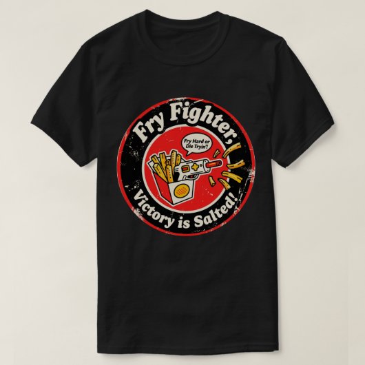 Retro Arcade Light Gun & French Fries Design T-Shirt (Design vorne)