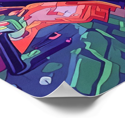 Retro Arcade Machines in Space Poster (Ecke)