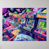Retro Arcade Machines in Space Poster (Vorne)