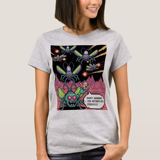 Retro Arcade Manti Aliens Pixel Art - Funny Defend T-Shirt (Vorderseite)