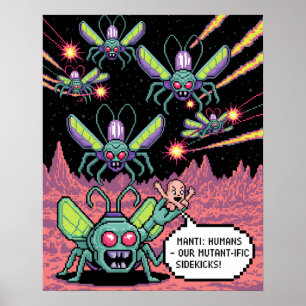Retro-Arcade-Manti-Aliens-Pixel-Art - Lustige Vert Poster