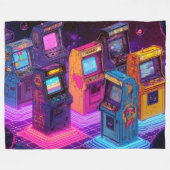 Retro-Arcade-Maschinen Fleecedecke (Vorderseite (Horizontal))