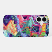 Retro-Arcade-Maschinen im Weltraum iPhone 16 Hülle (Rückseite (Horizontal))