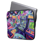 Retro-Arcade-Maschinen im Weltraum Laptopschutzhülle (Vorderseite Links)