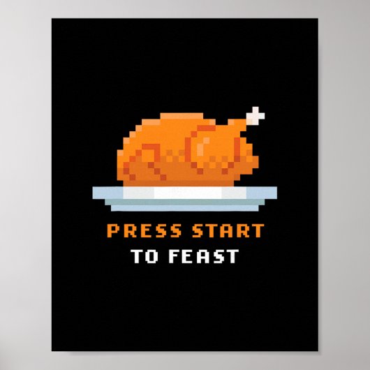 Retro-Arcade-Pixelspiel Truthahn – Drücke Start T Poster (Vorne)