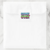 Retro-Arcade-Stil Game Over Text Quadratischer Aufkleber (Tasche)
