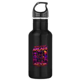Retro-Arcade-Synthwave-Neon-Aufkleber Edelstahlflasche