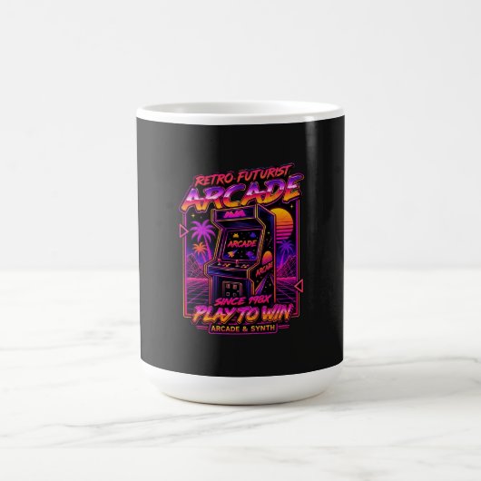 Retro-Arcade-Synthwave-Neon-Aufkleber Kaffeetasse (Mittel)