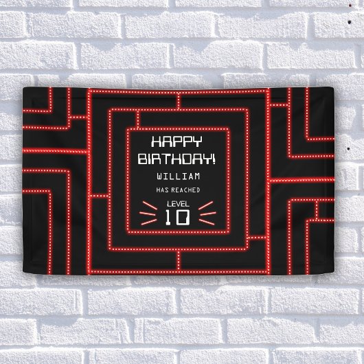 Retro Arcade Video Game Neon Kindergeburtstag Banner