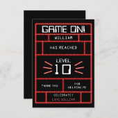 Retro Arcade Video Game Neon Kindergeburtstag Dankeskarte (Vorne/Hinten)