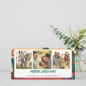 Retro Arcade Weihnachtskarte mit Fotos Feiertagskarte (Stehend Vorderseite)