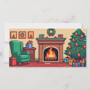 Retro Arcade Weihnachtskarte mit Fotos Feiertagskarte