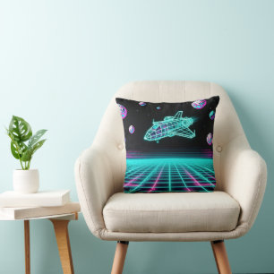 Retro-Arcade-Weltraum-Gitter-Kissen Kissen