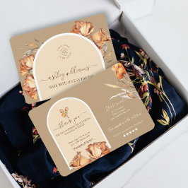 Retro Arch Blume Business dank Rabattkarte Einladung