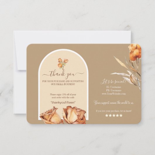 Retro Arch Blume Business dank Rabattkarte Einladung (Vorderseite)