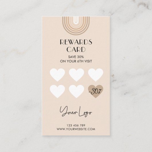 Retro Arch Boho Beige Trendy Business Logo Treuekarte (Rückseite)