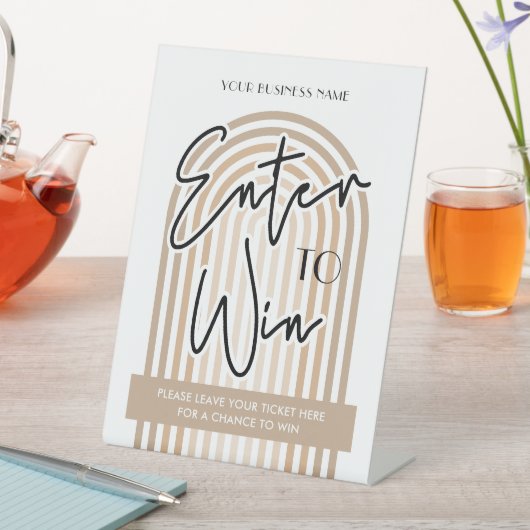 Retro Arch Boho Cream Business Prize Zeichn Raffle Sockelschild (In Situ)