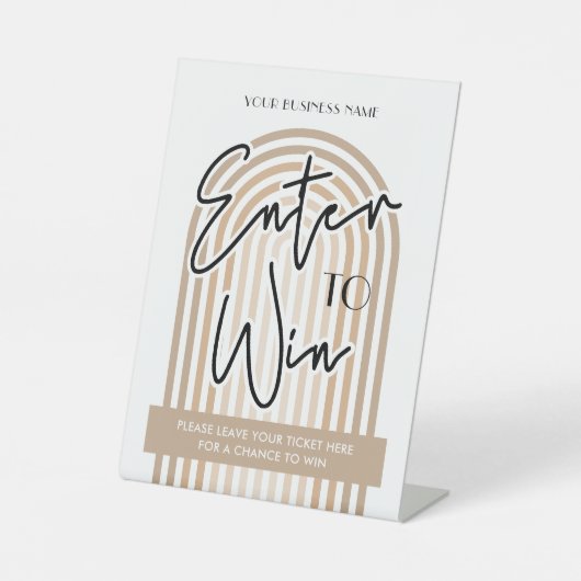 Retro Arch Boho Cream Business Prize Zeichn Raffle Sockelschild (Vorderseite)