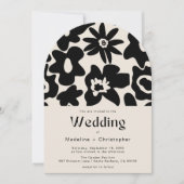 Retro Arch Bold floral Foto Wedding Einladung (Vorderseite)