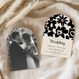 Retro Arch Bold floral Foto Wedding Einladung