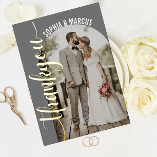 Retro Arch Elegant Wedding Foto Danke Karte