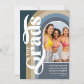 Retro Arch Foto 2025 Blue Joint Graduation Party Einladung (Vorderseite)