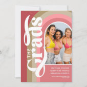Retro Arch Foto 2025 Pink Joint Graduation Party Einladung (Vorderseite)