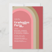 Retro Arch Foto 2025 Pink Joint Graduation Party Einladung (Rückseite)