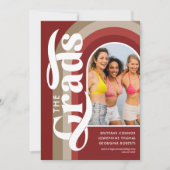 Retro Arch Foto 2025 Rote Gemeinsame Graduierungsp Einladung (Vorderseite)