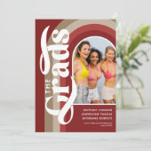 Retro Arch Foto 2025 Rote Gemeinsame Graduierungsp Einladung (Stehend Vorderseite)