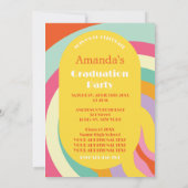 Retro Arch Foto 70er Rosa Abschluss Einladung (Rückseite)