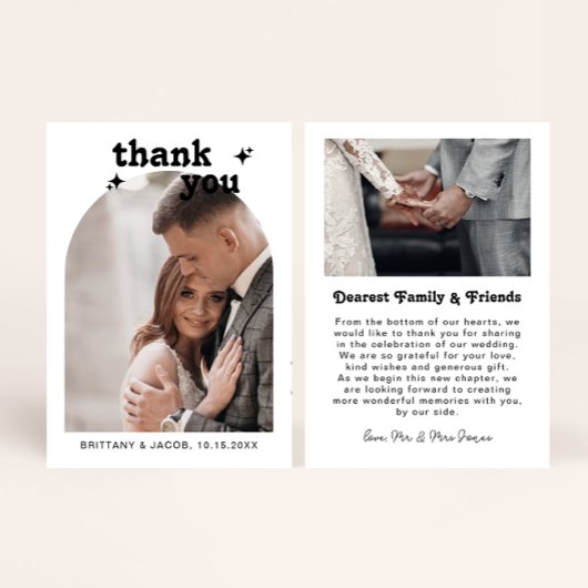 Retro Arch Foto-Hochzeit Dankeskarte