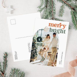 Retro Arch Foto Merry & Bright Holiday Card Feiertagspostkarte