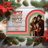 Retro Arch Frohe Weihnachtsfamilie Foto Acryleinladungen