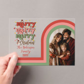 Retro Arch Frohe Weihnachtsfamilie Foto Acryleinladungen (Insitu (Handheld))