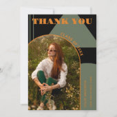 Retro Arch Green & Orange 2 Foto Abschluss Dankeskarte (Vorderseite)