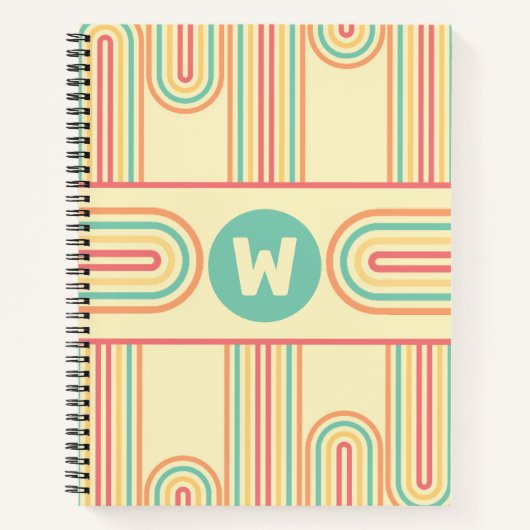 Retro Arch Line Art Monogram Notizblock (Vorderseite)