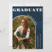 Retro Arch Navy Blue 2 Foto Grad Ankündigung (Vorderseite)