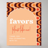 Retro Arch Orange Wedding Favors Sign Poster (Vorne)