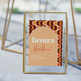Retro Arch Orange Wedding Favors Sign Poster